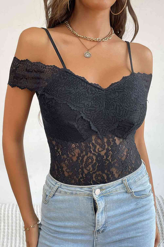 Lace Cold-Shoulder Bodysuit - AllIn Computer