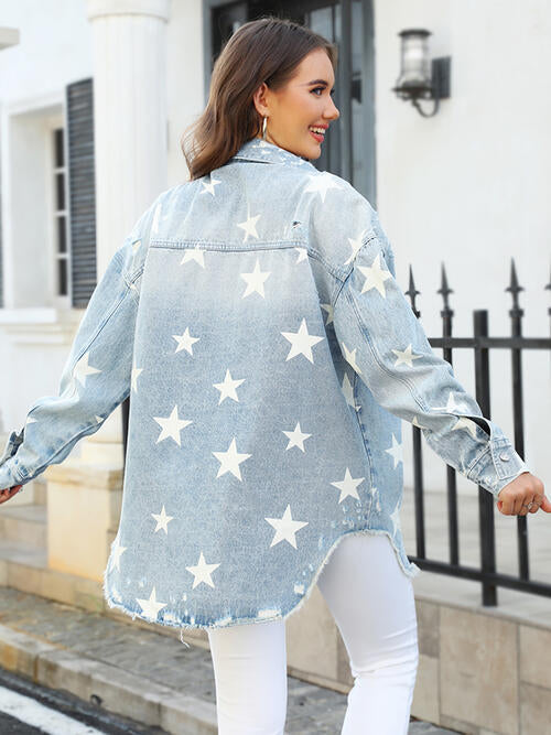 Star Denim Jacket with Pockets - AllIn Computer
