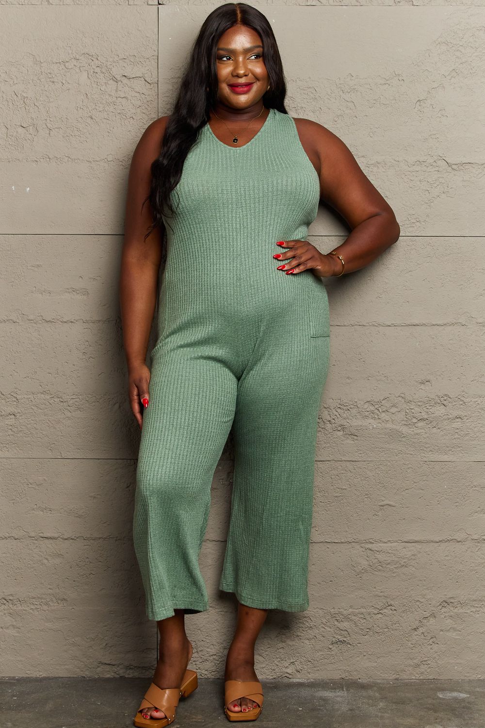 HEYSON Don't Get It Twisted Full Size Rib Knit Jumpsuit - AllIn Computer