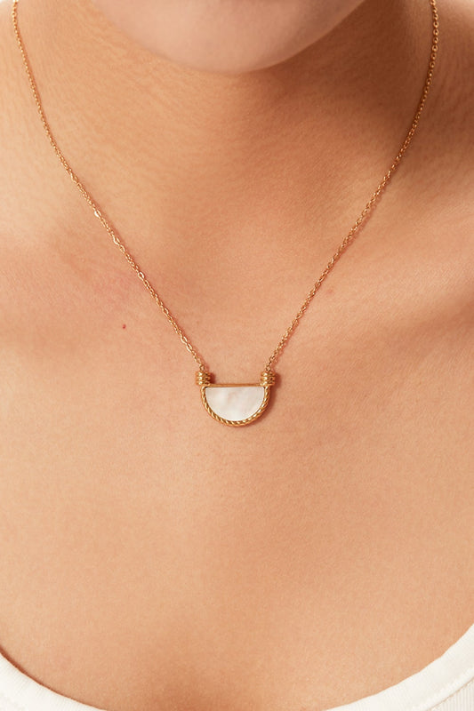 Stainless Steel Semi Circle Pendant Necklace - AllIn Computer