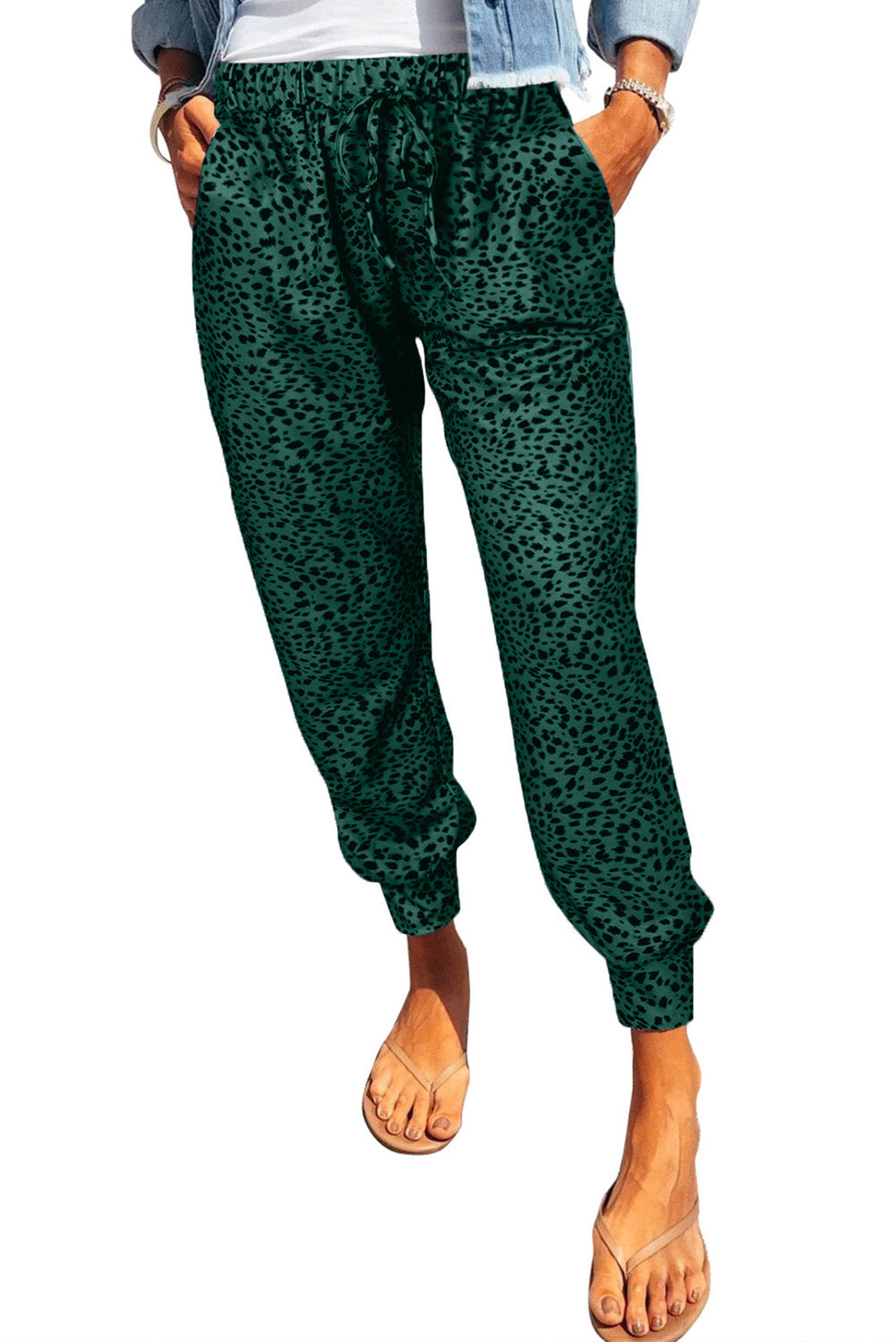 Leopard Pocketed Long Pants - AllIn Computer