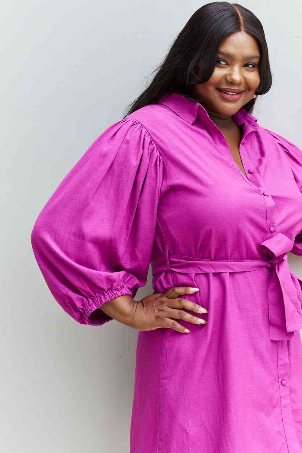 Jade By Jane Hello Darling Full Size Half Sleeve Belted Mini Dress in Magenta - AllIn Computer