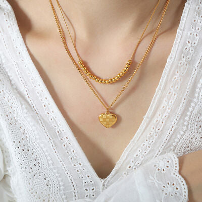 Heart Pendant Double-Layered Necklace - AllIn Computer