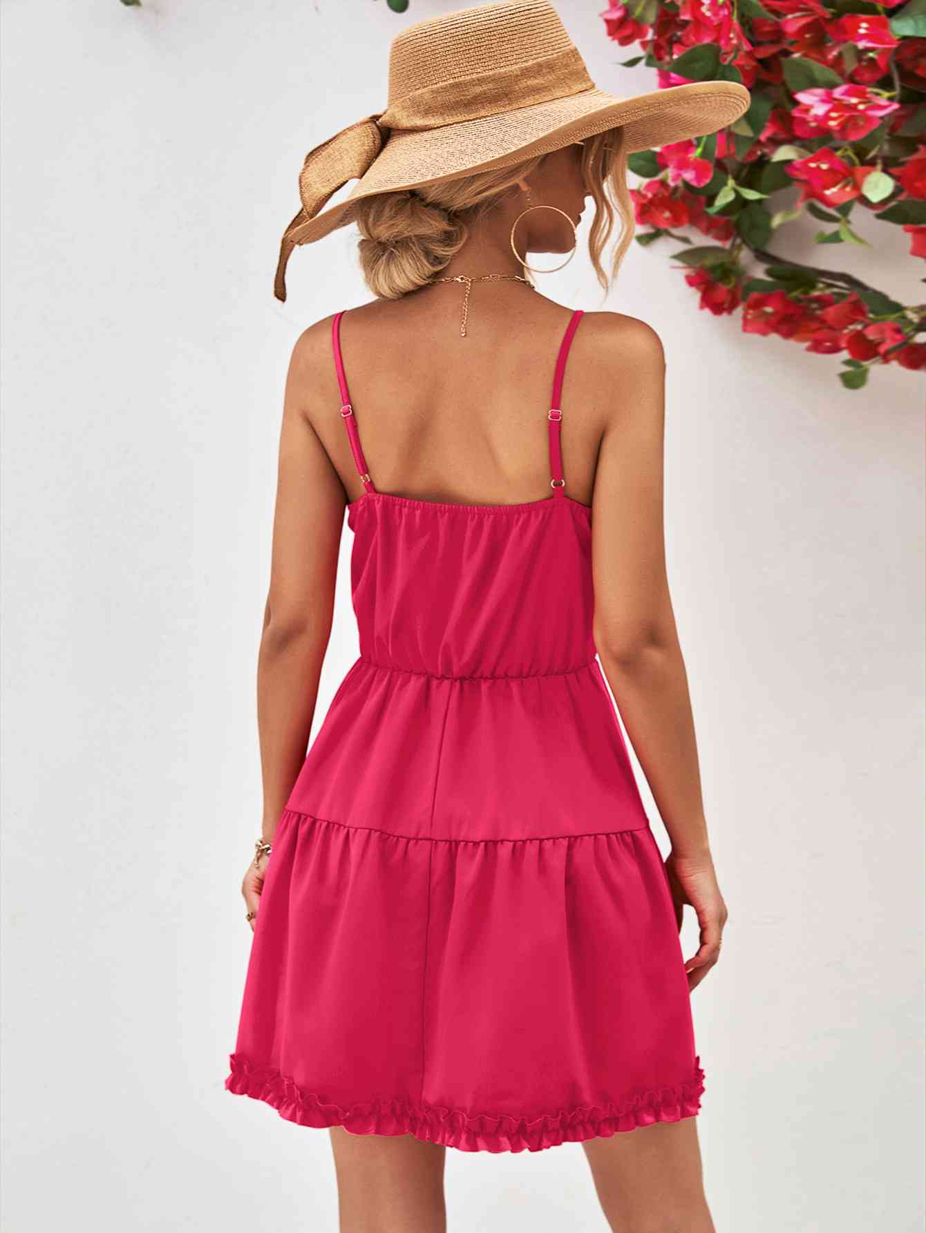 Frill Trim Spaghetti Strap Mini Dress - AllIn Computer