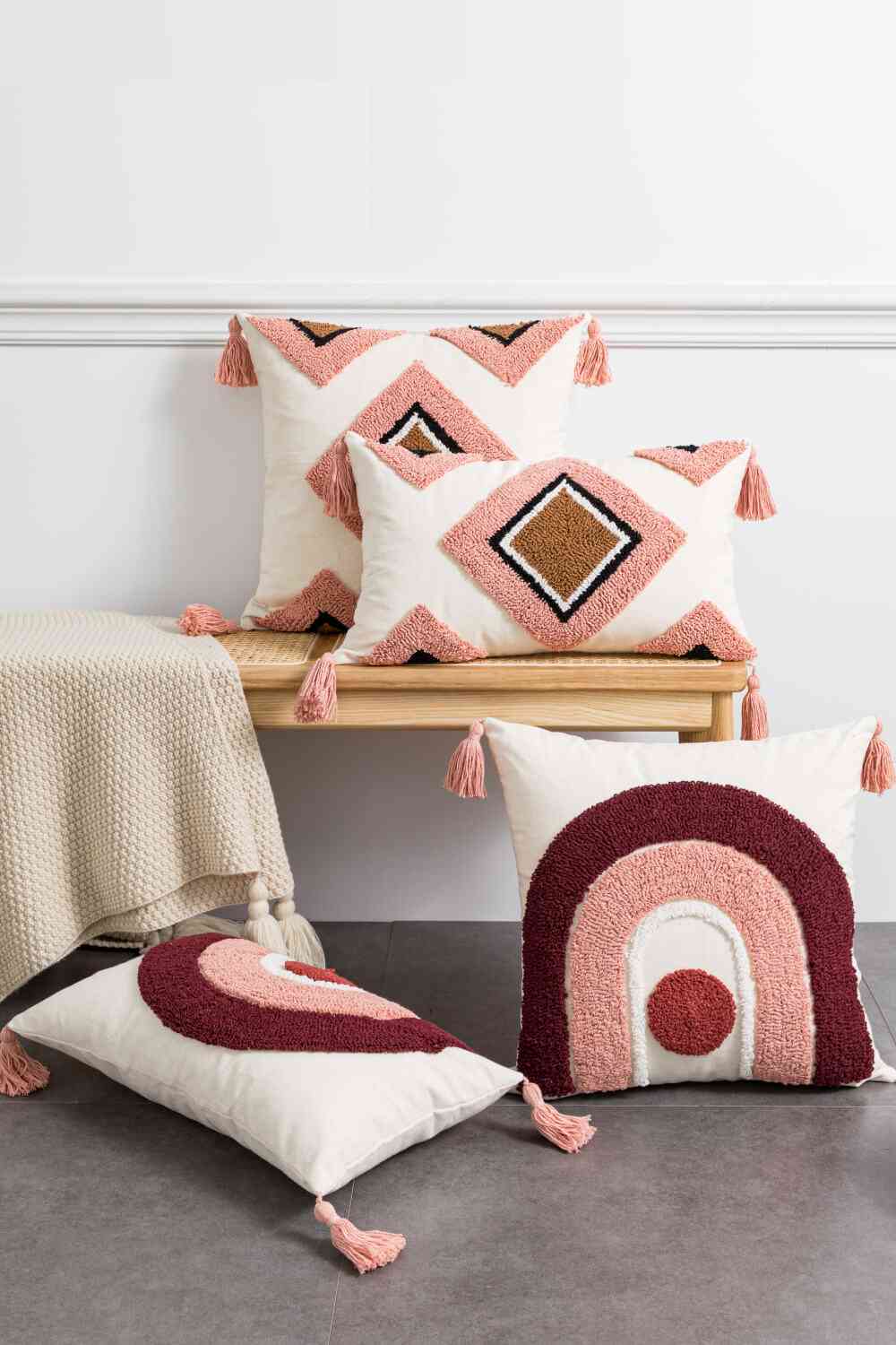Geometric Graphic Tassel Decorative Throw Pillow Case - AllIn Computer