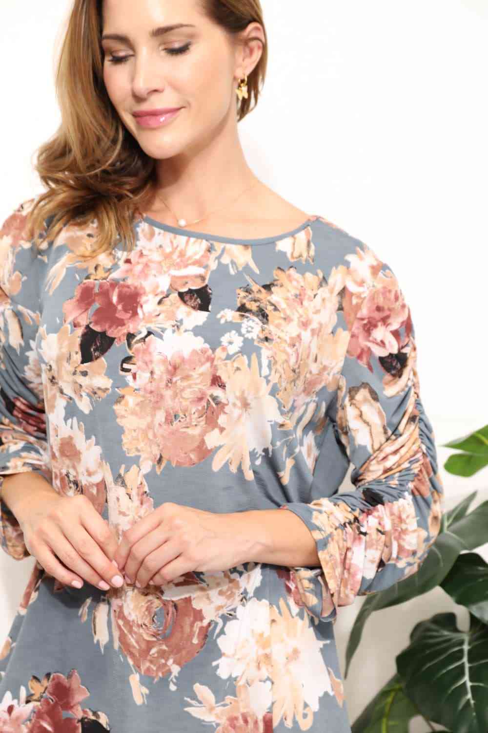 Sew In Love  Full Size Flower Print Long Sleeve Top - AllIn Computer