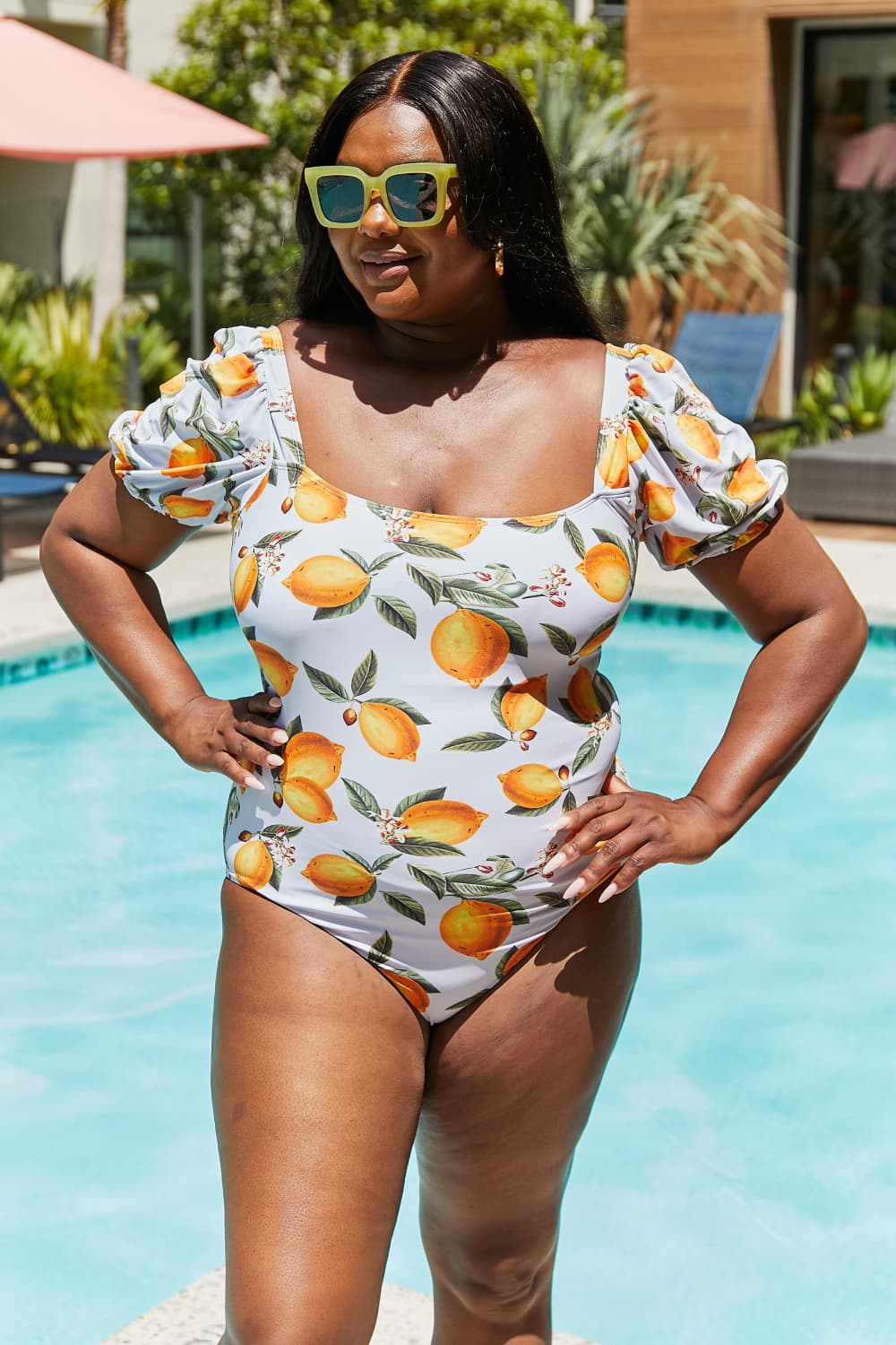 Marina West Swim Salty Air Puff Sleeve One-Piece in Citrus Orange - AllIn Computer