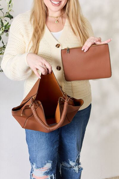 SHOMICO Faux Leather Handbag with Pouch - AllIn Computer
