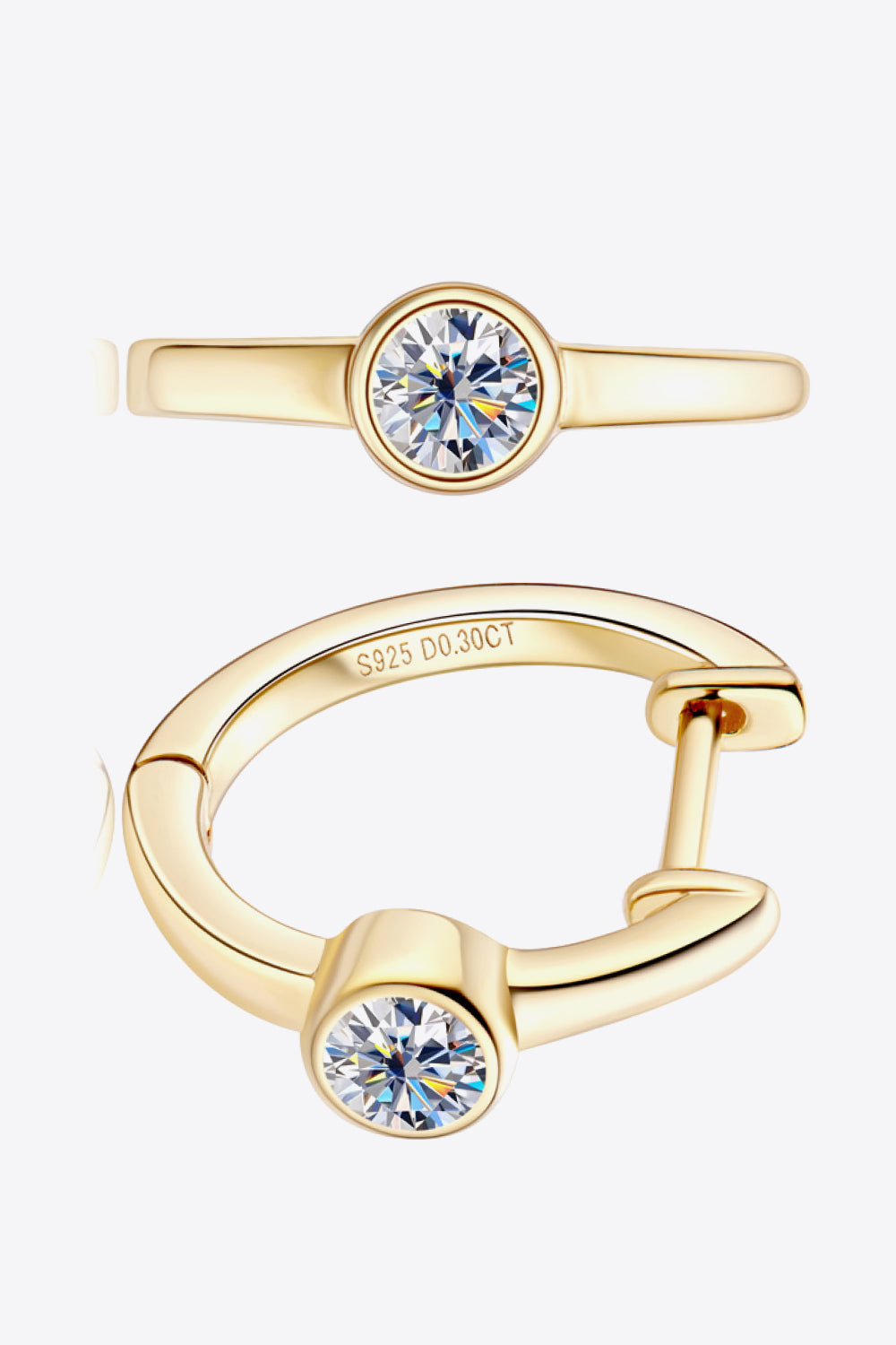 18k Gold-Plated Inlaid Moissanite Huggie Earrings - AllIn Computer