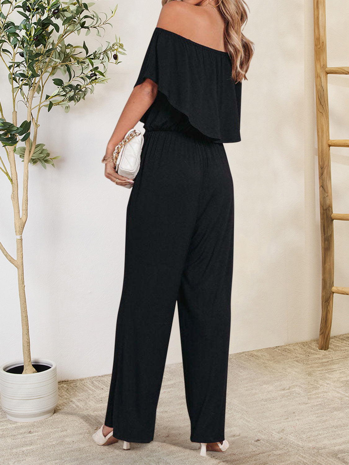 Ruffled Off-Shoulder Jumpsuit - AllIn Computer