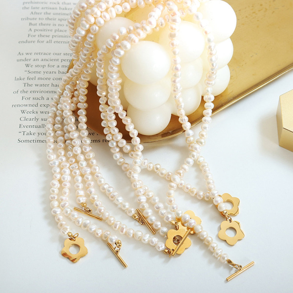 Titanium Steel Pearl Flower Necklace - AllIn Computer