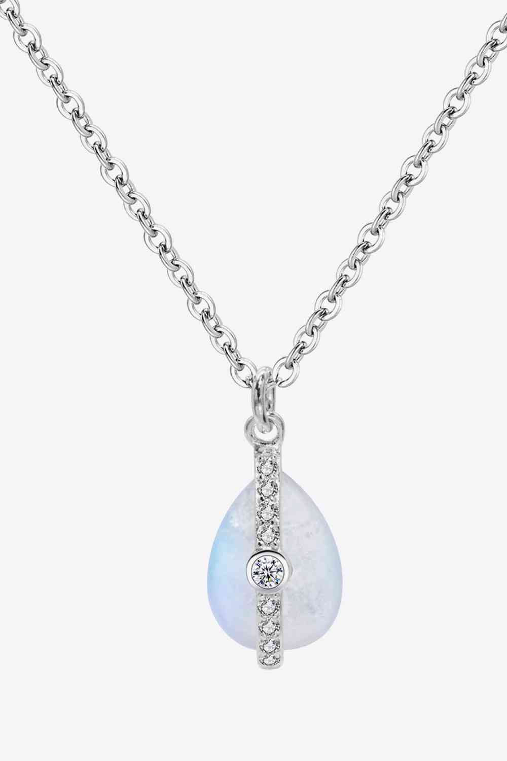 Natural Moonstone and Zircon Pendant Necklace - AllIn Computer