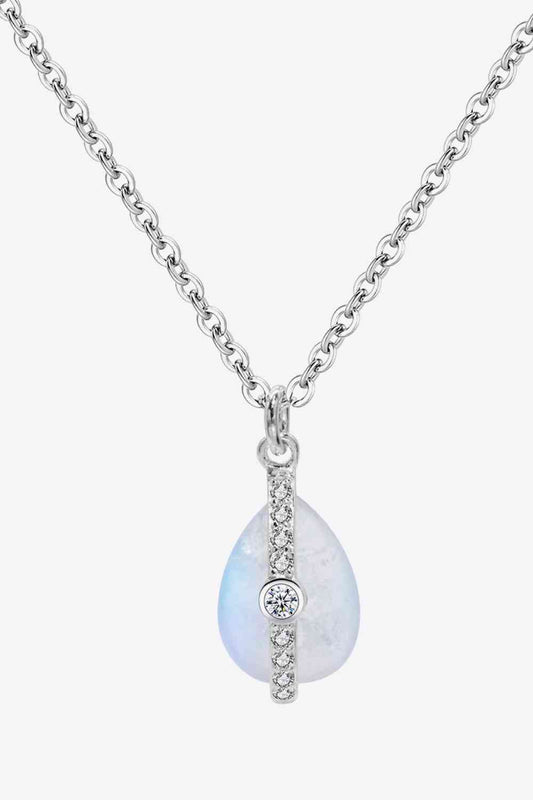 Natural Moonstone and Zircon Pendant Necklace - AllIn Computer