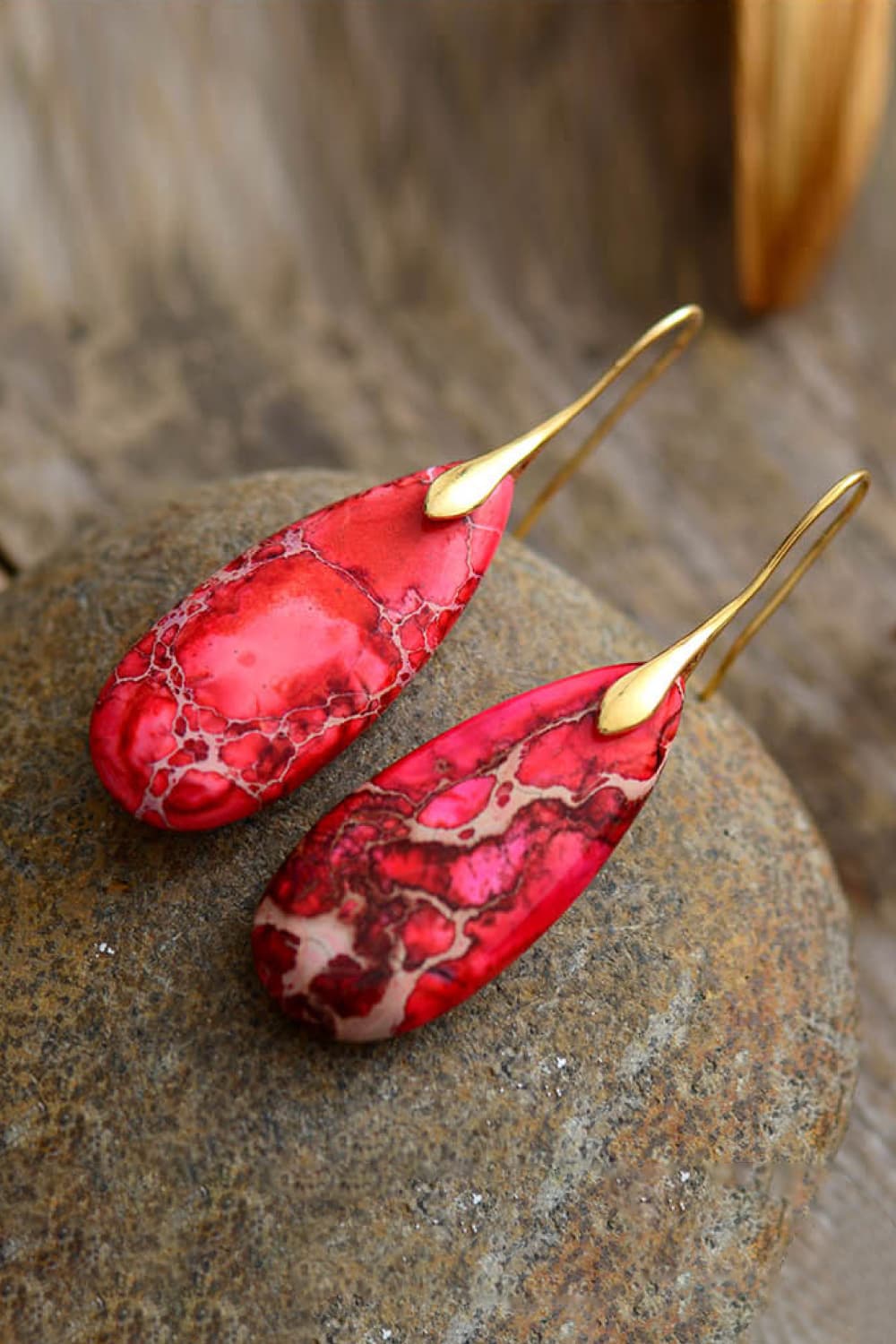 Handmade Teardrop Shape Natural Stone Dangle Earrings - AllIn Computer