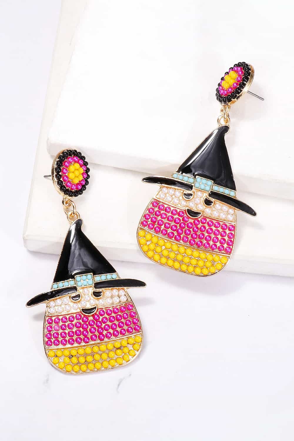 Witch's Hat Shape Synthetic Pearl Dangle Earrings - AllIn Computer