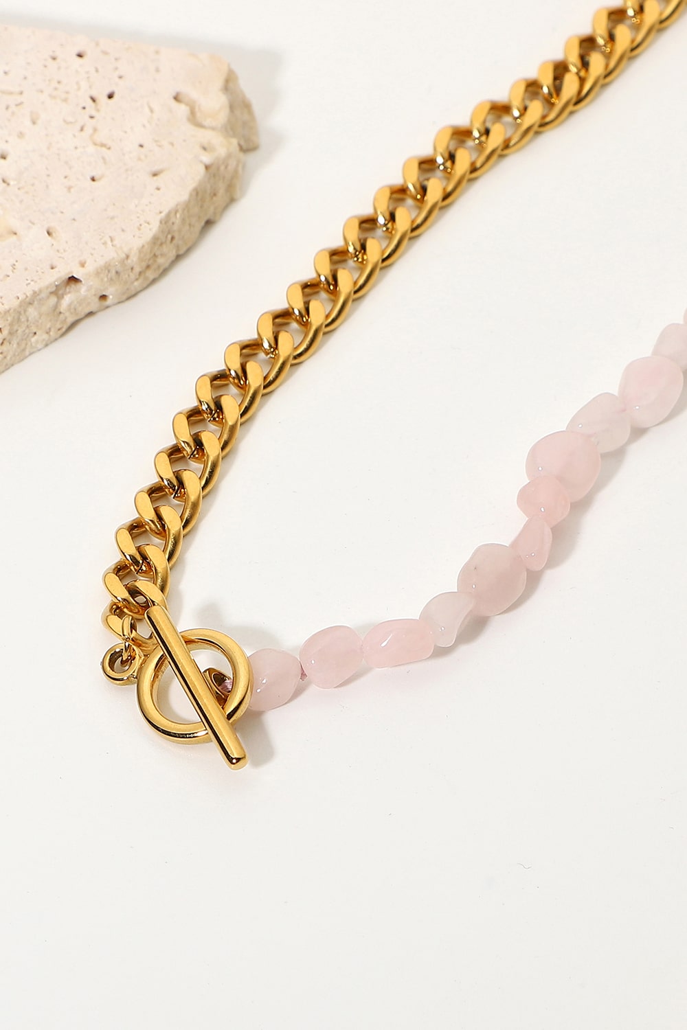 Stainless Steel Half Bead Half Chain Necklace - AllIn Computer