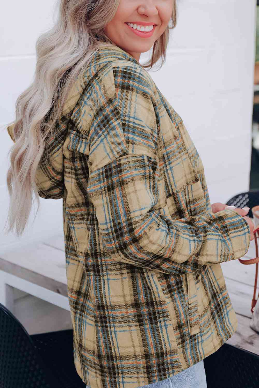 Plaid Long Sleeve Buttoned Hoodie - AllIn Computer
