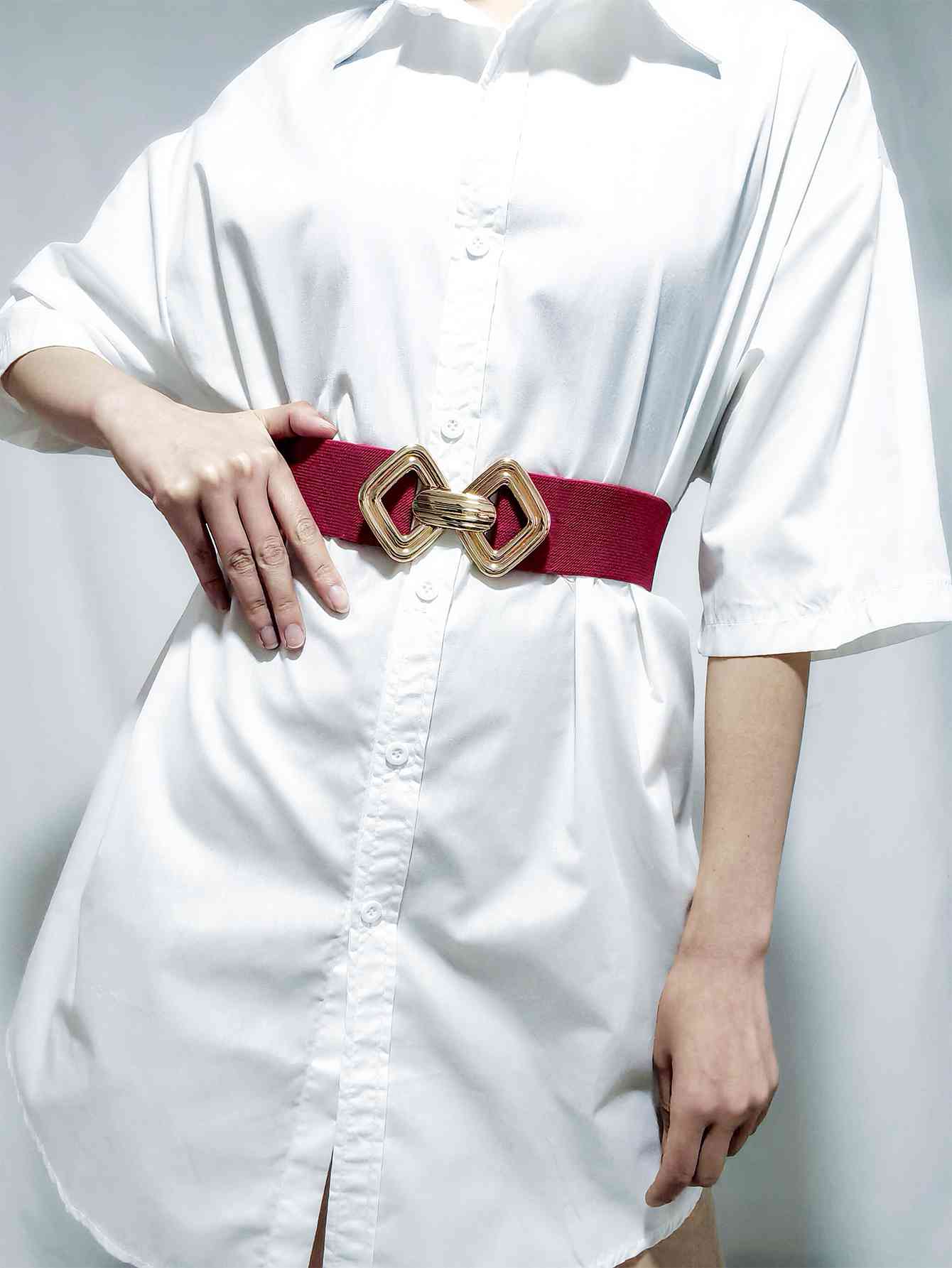 Geometric Buckle Elastic Wide Belt - AllIn Computer