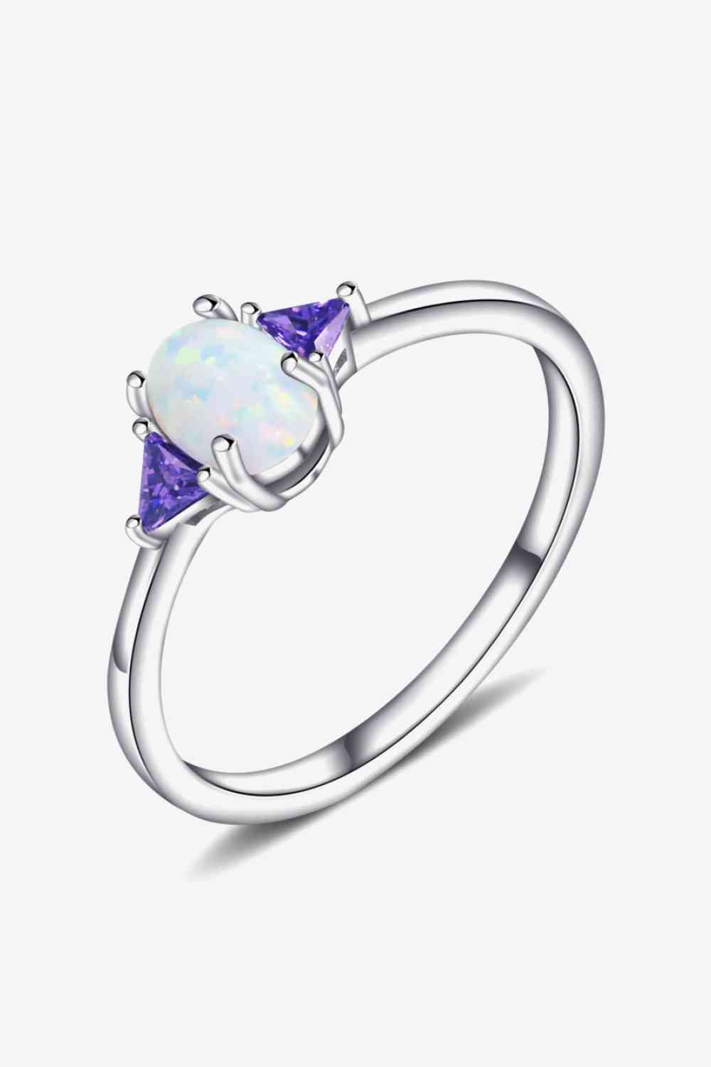 Contrast 925 Sterling Silver Opal Ring - AllIn Computer