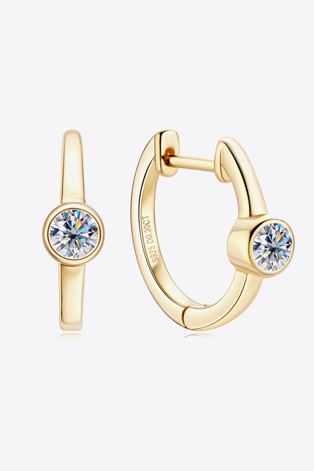 18k Gold-Plated Inlaid Moissanite Huggie Earrings - AllIn Computer