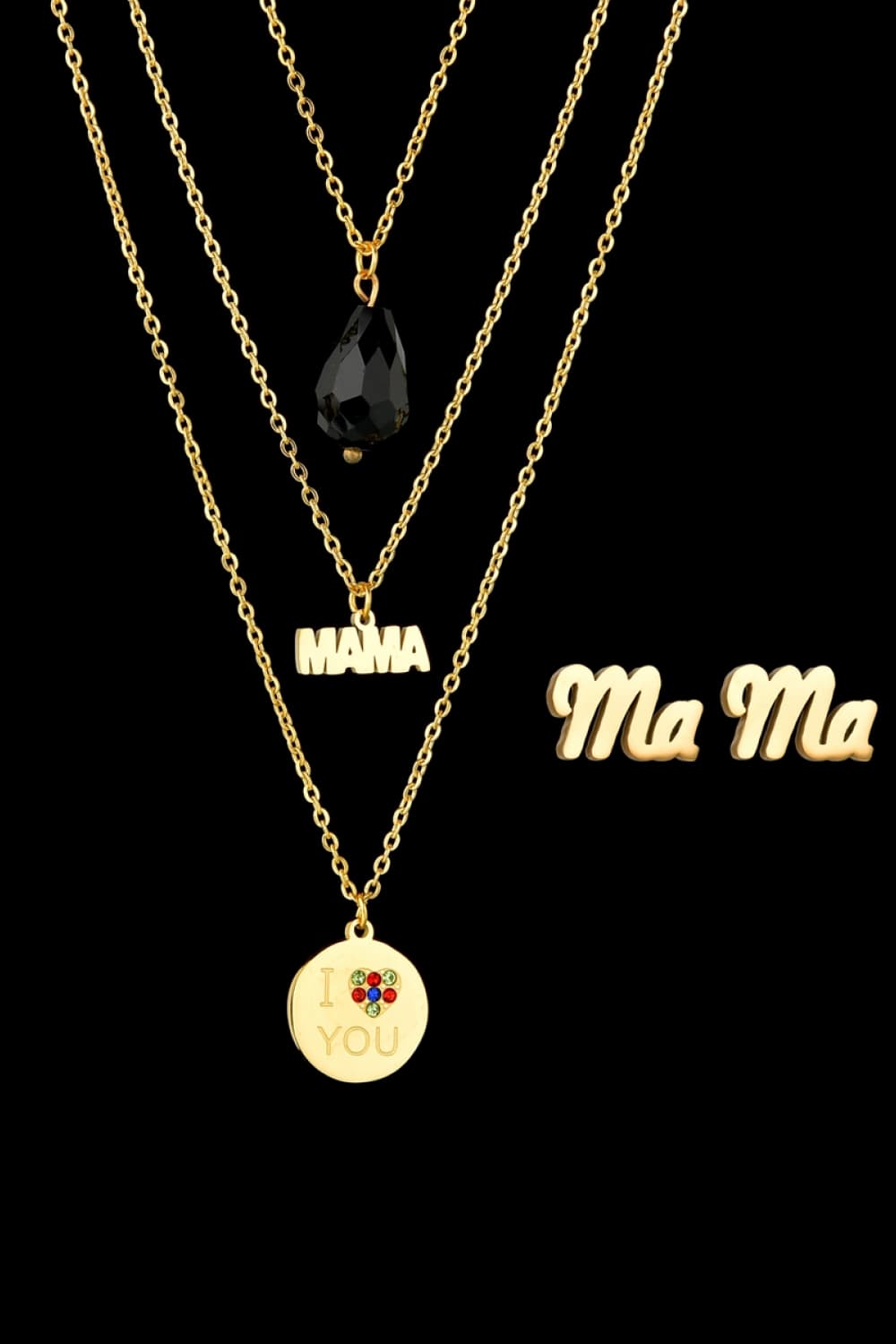 Triple-layer MAMA I LOVE YOU 18K gold-plated Pemdant Combo Deal - AllIn Computer
