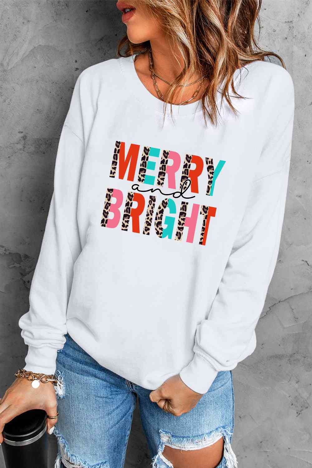 MERRY AND BRIGHT Graphic Sweatshirt - AllIn Computer
