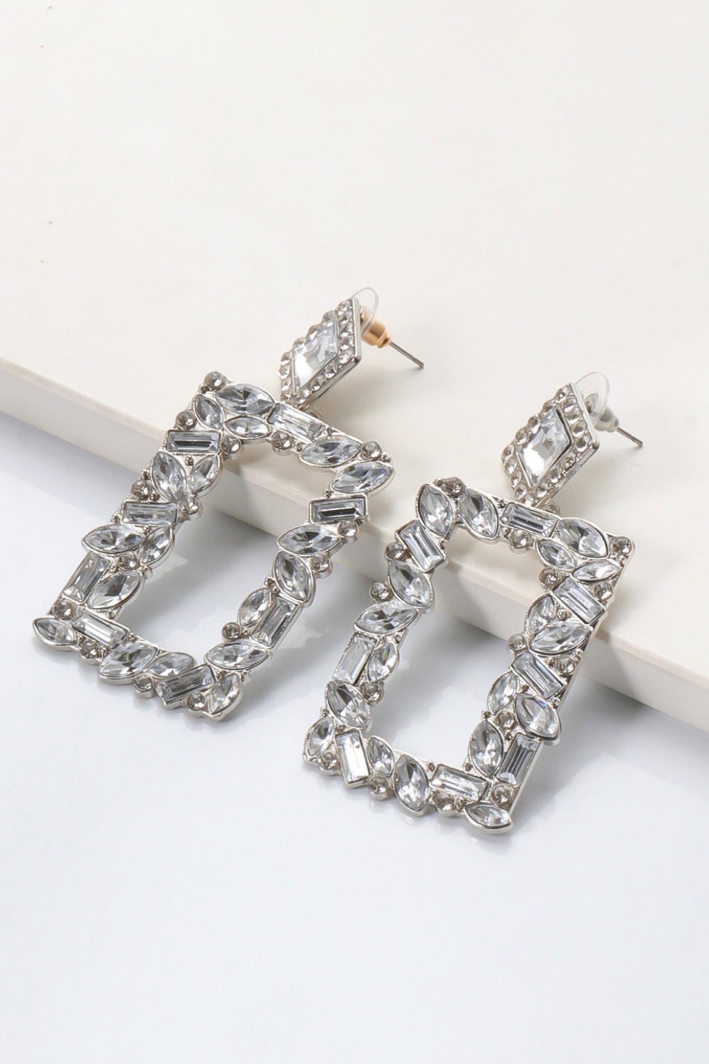 Square Shape Glass Stone Dangle Earrings - AllIn Computer