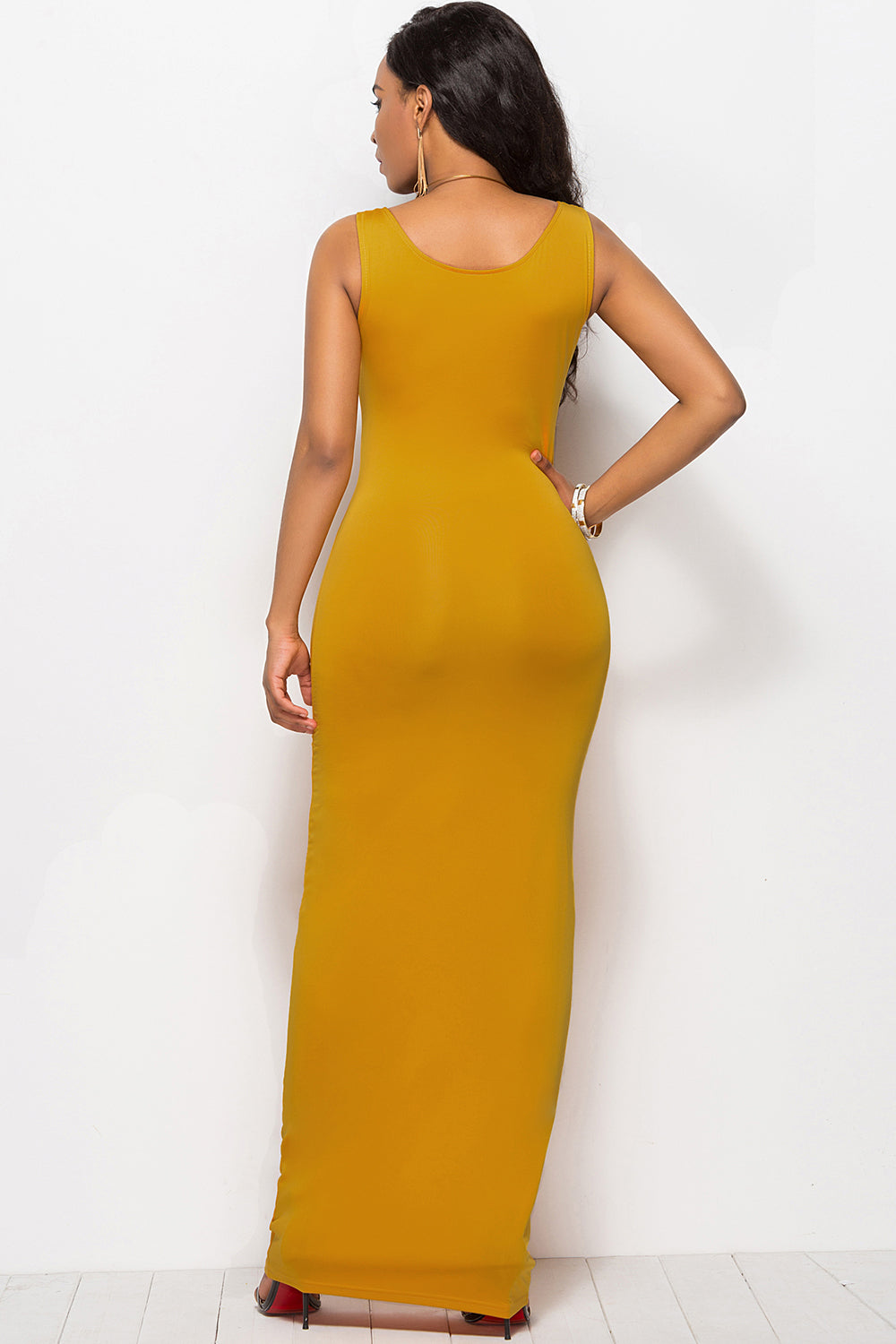 Scoop Neck Wide Strap Maxi Dress - AllIn Computer