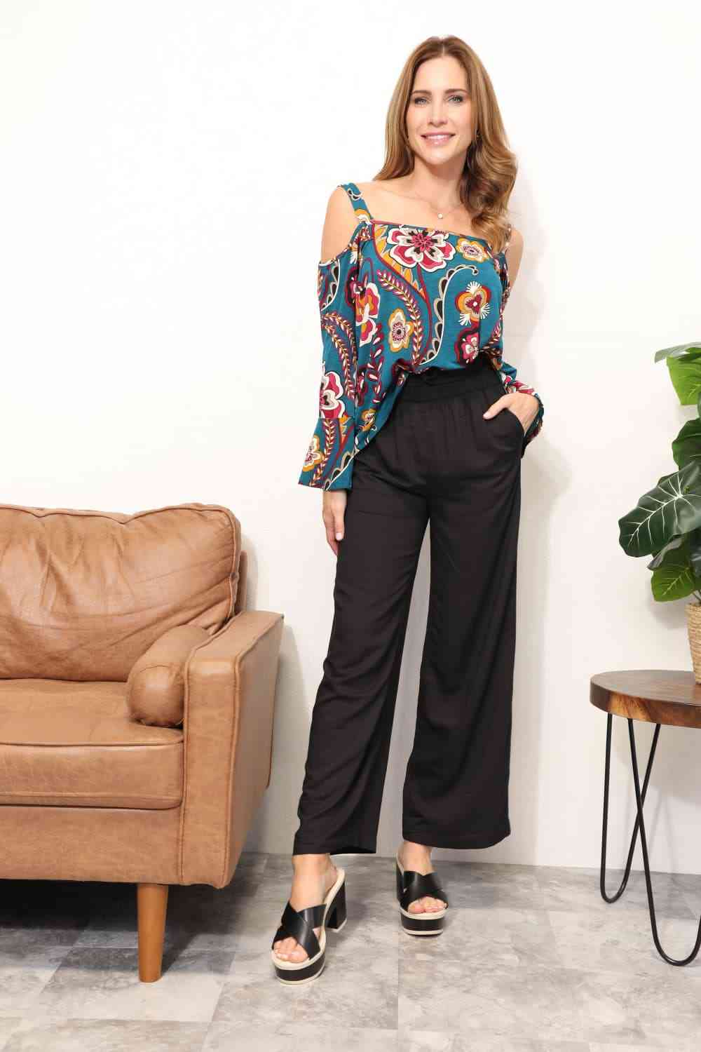 Sew In Love Full Size Floral Cold Shoulder Blouse - AllIn Computer