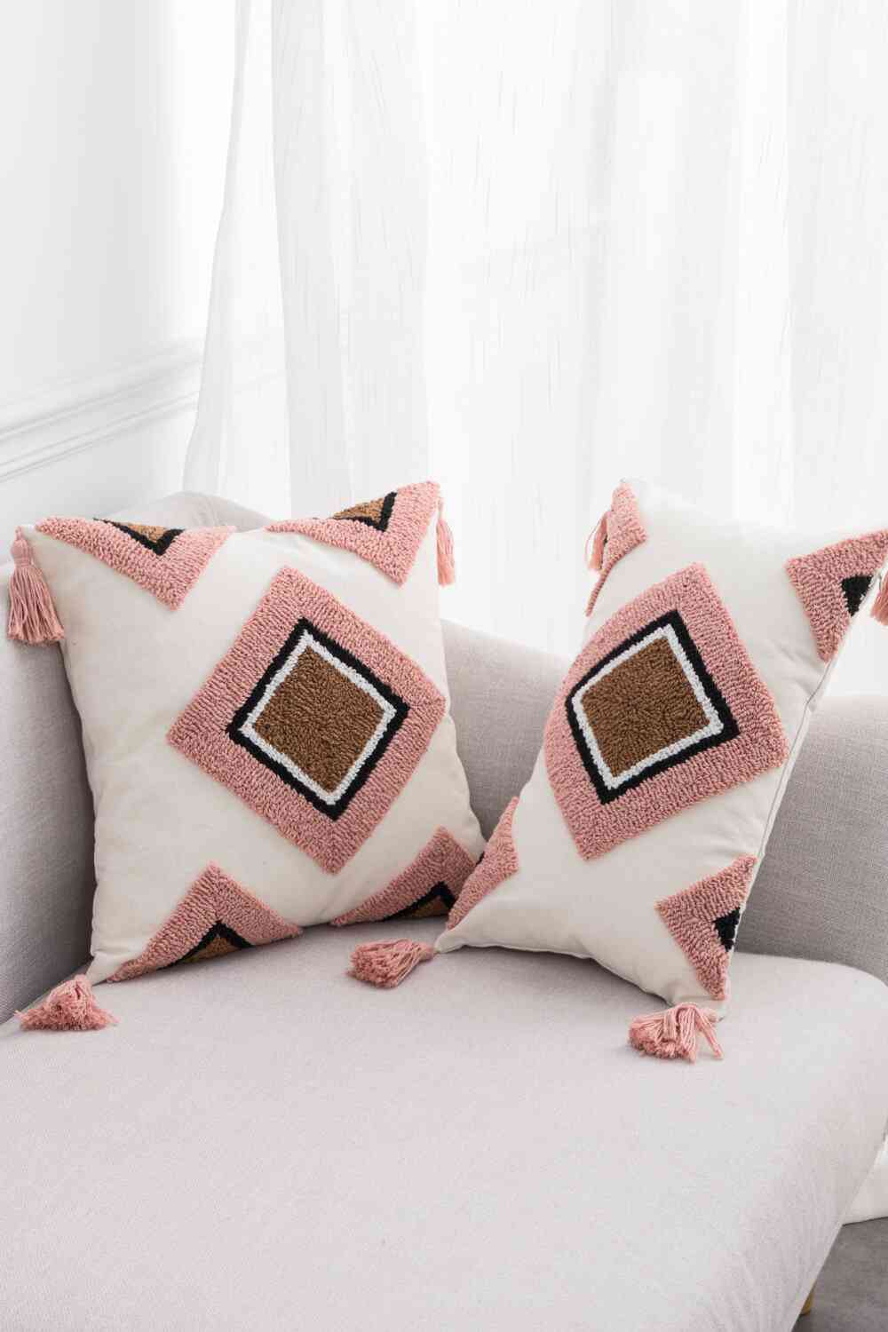 Geometric Graphic Tassel Decorative Throw Pillow Case - AllIn Computer