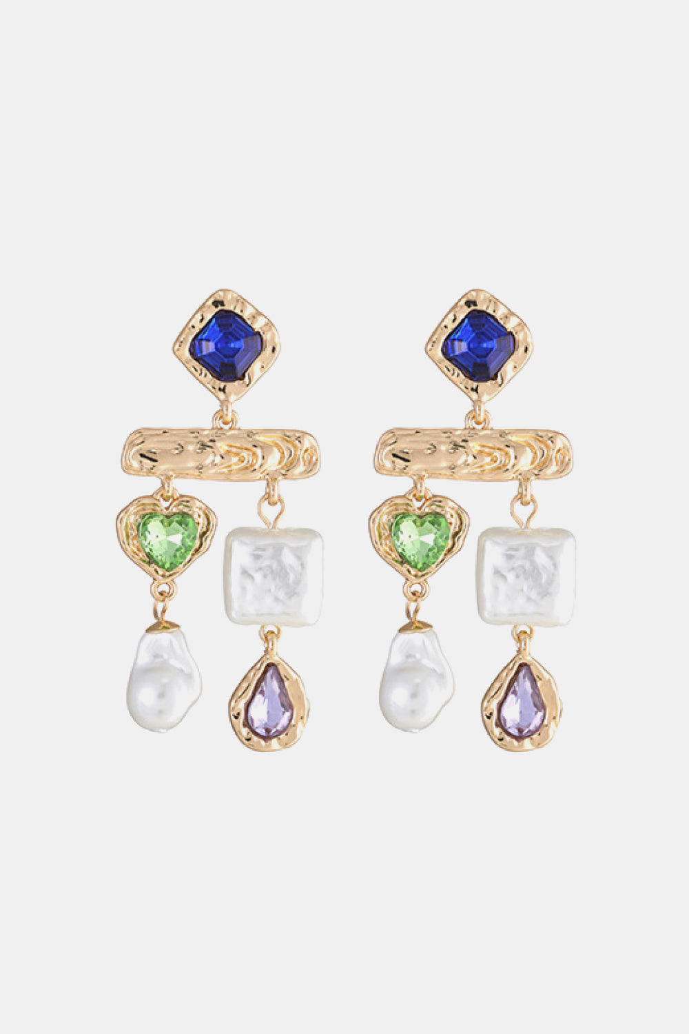 Glass Stone Synthetic Pearl Dangle Earrings - AllIn Computer