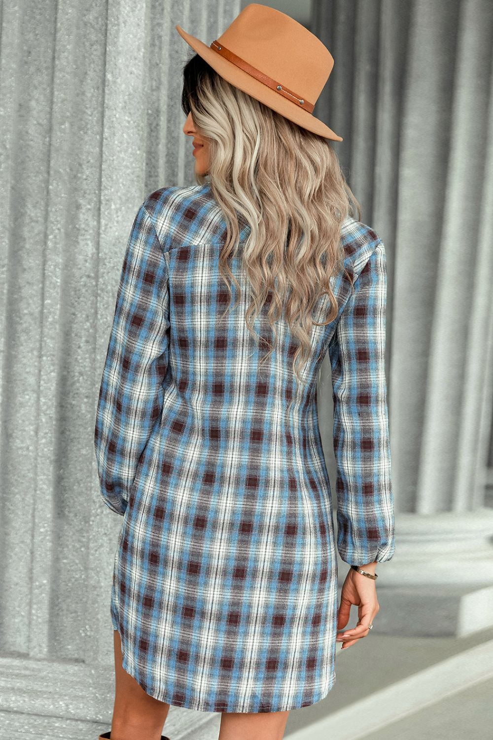 Plaid Tie Front Mini Shirt Dress - AllIn Computer