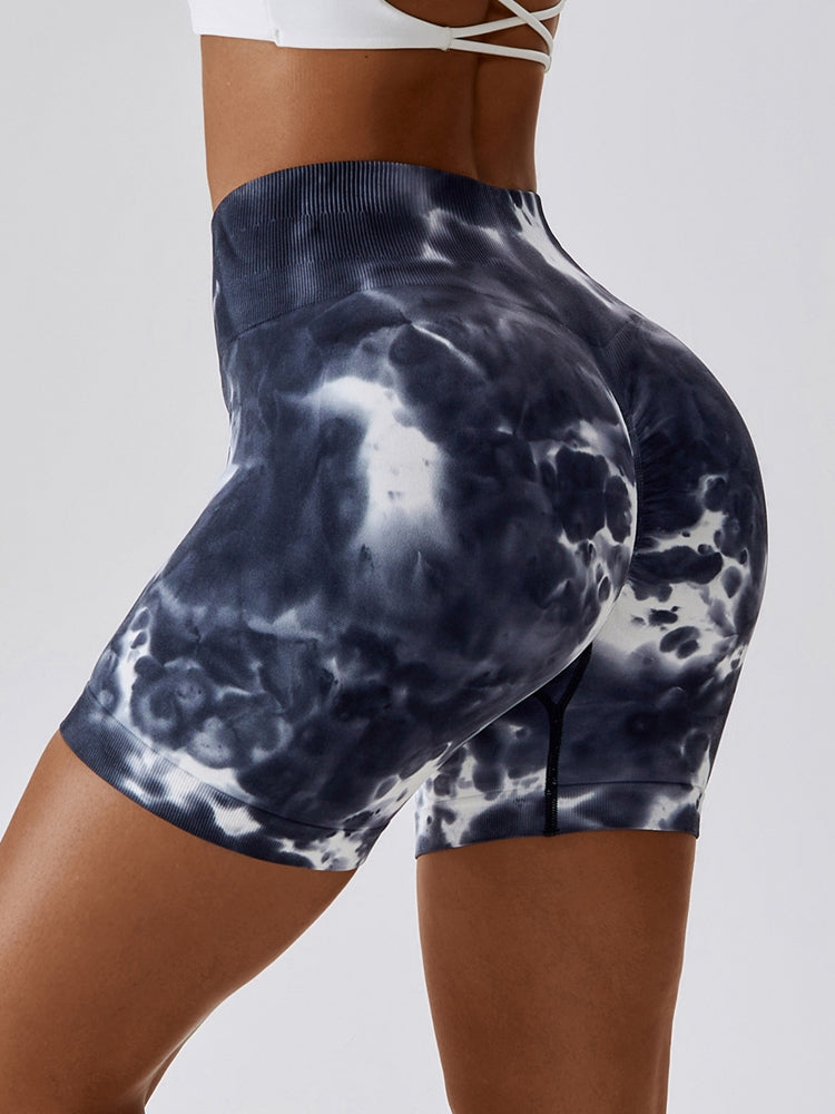 Tie Dye Wide Waistband Slim Fit Sports Shorts - AllIn Computer