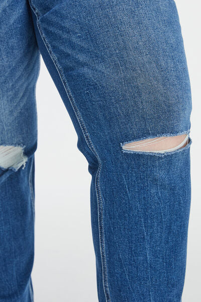 BAYEAS Full Size High Waist Distressed Washed Cropped Mom Jeans - AllIn Computer