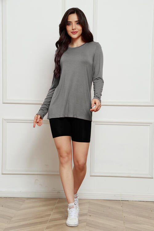 Basic Bae Full Size Round Neck Long Sleeve Top - AllIn Computer