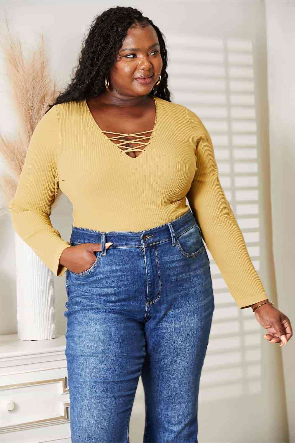 HEYSON All About Details Full Size Ribbed Bodysuit - AllIn Computer