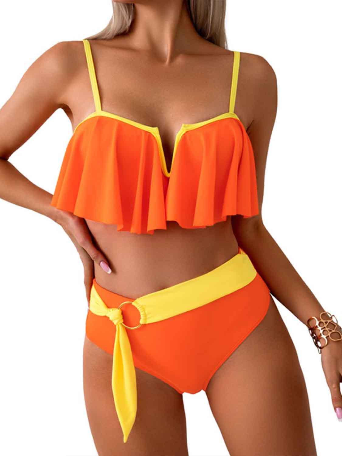 Spaghetti Strap Notched Bikini Set - AllIn Computer
