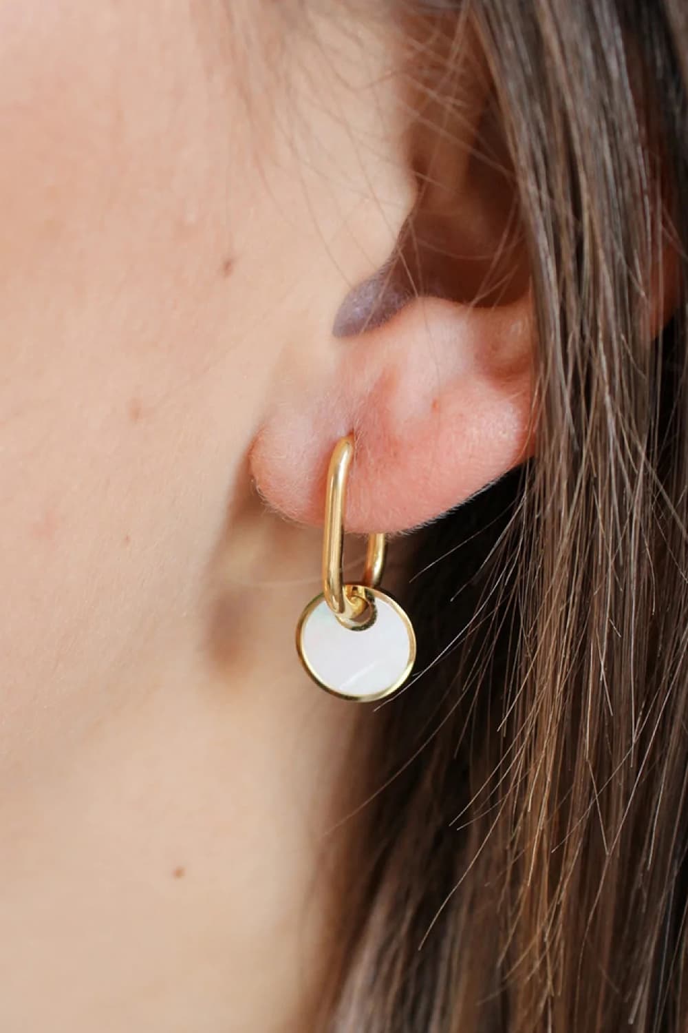 Copper White Mother-Of-Pearl Drop Earrings - AllIn Computer