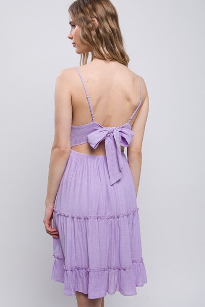 LOVE TREE Lace Detail Tied V-Neck Mini Cami Dress - AllIn Computer