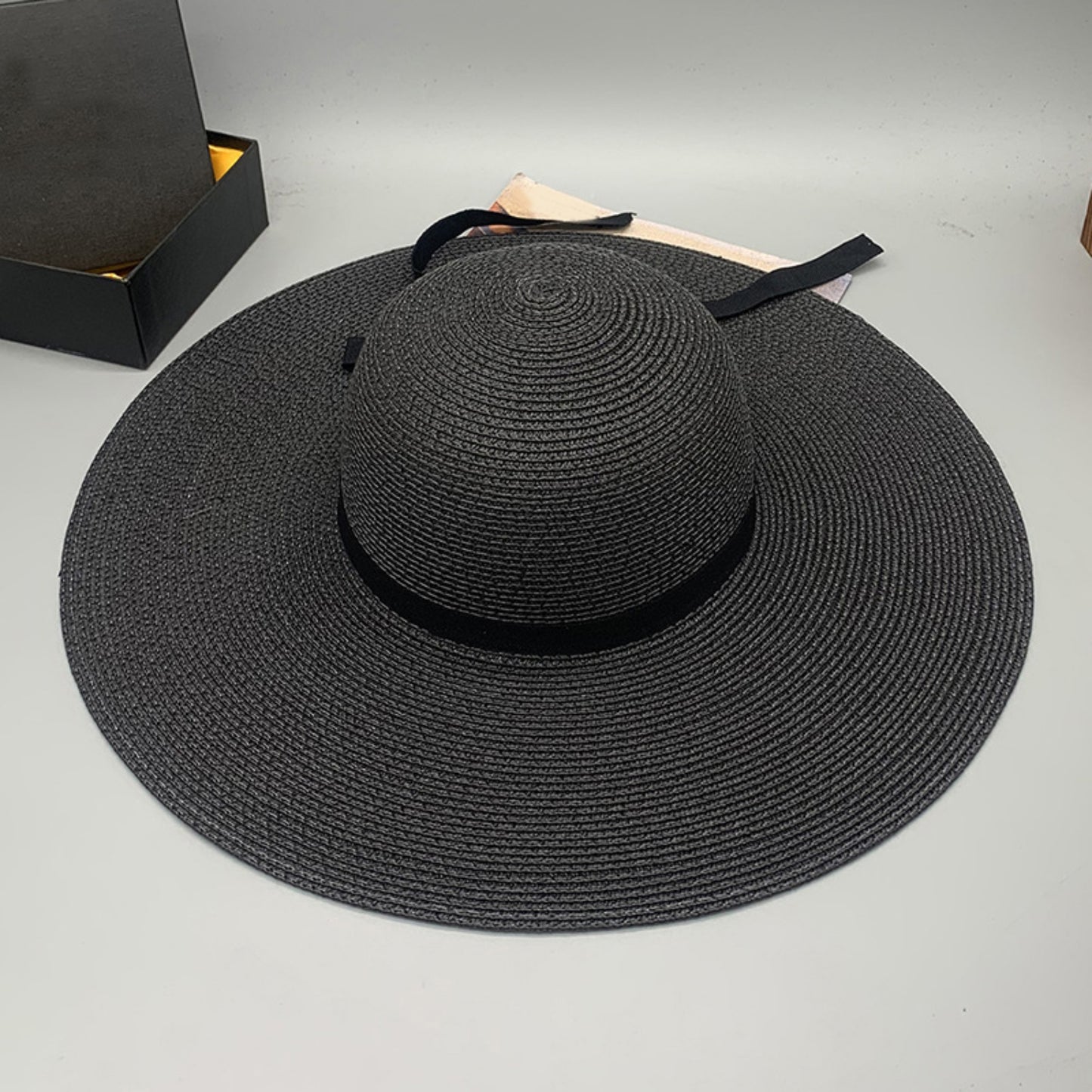 Bow Paper Braided Wide Brim Hat - AllIn Computer