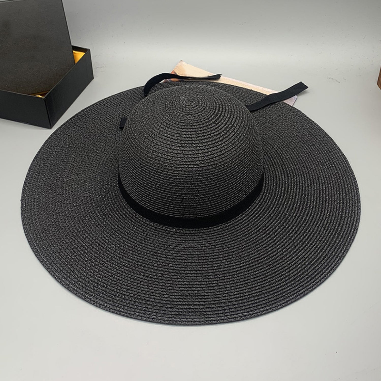 Bow Paper Braided Wide Brim Hat - AllIn Computer