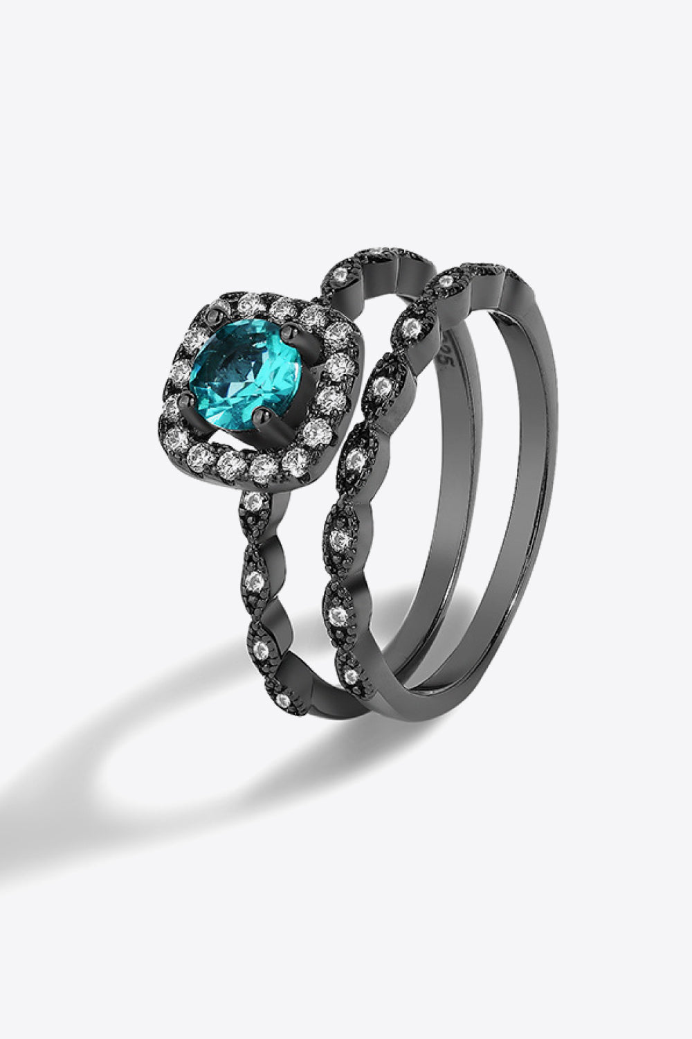 2-Piece Paraiba Blue Zircon Ring Set - AllIn Computer