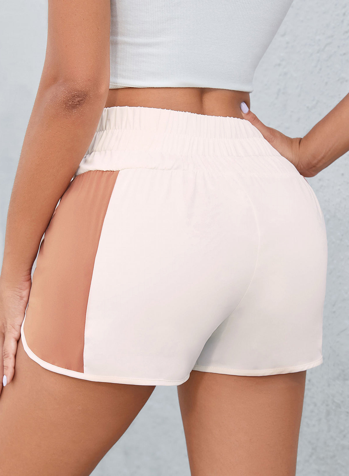 Color Block Wide Waistband Shorts - AllIn Computer