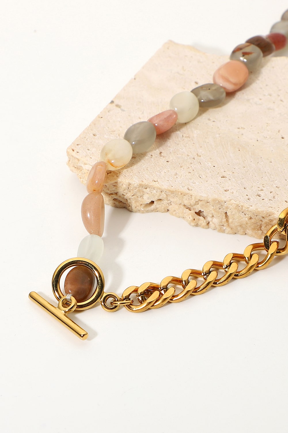 Stainless Steel Half Bead Half Chain Necklace - AllIn Computer