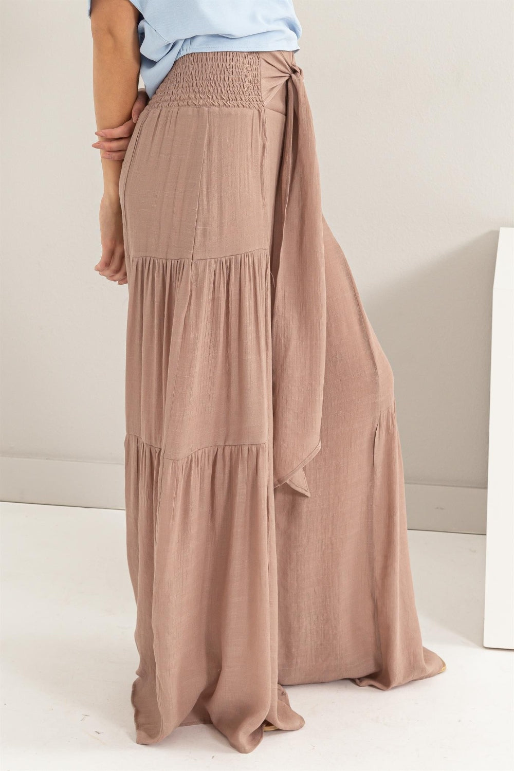 HYFVE Tie Front Ruched Tiered Pants - AllIn Computer