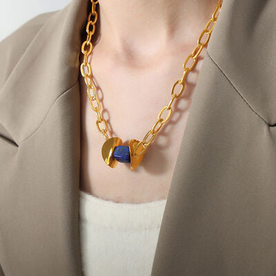 Natural Stone Pendant Titanium Steel Necklace - AllIn Computer
