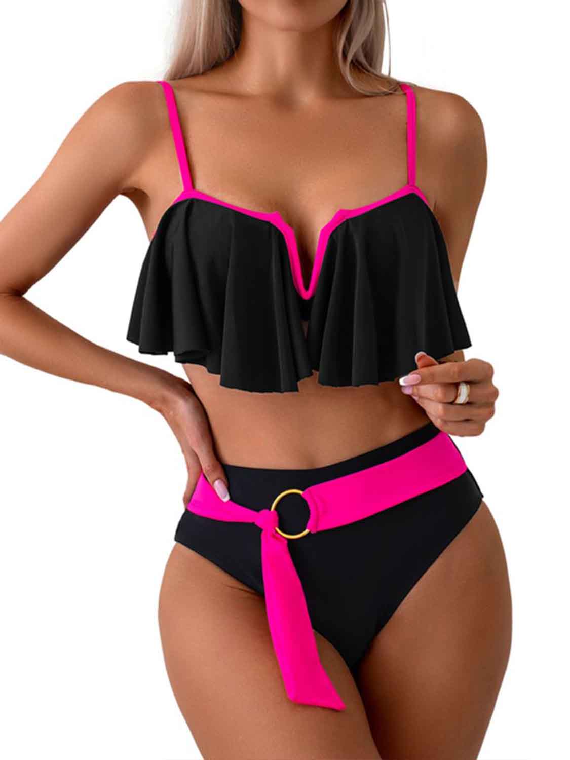 Spaghetti Strap Notched Bikini Set - AllIn Computer