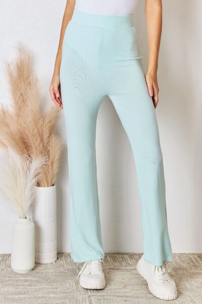 RISEN Full Size High Waist Ultra Soft Knit Flare Pants - AllIn Computer