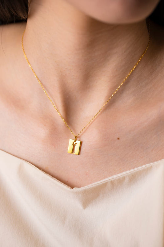 Cutout Rectangle Pendant Necklace - AllIn Computer