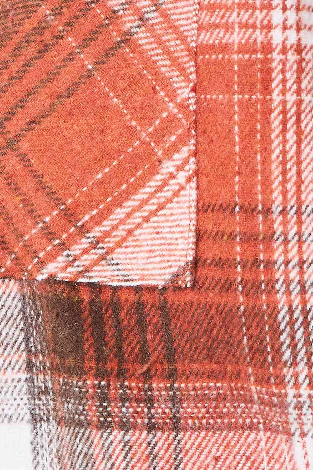 Double Take Plaid Collared Neck Long Sleeve Shirt - AllIn Computer